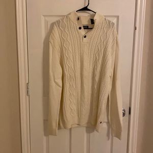 Chaps brand cream three button sweater